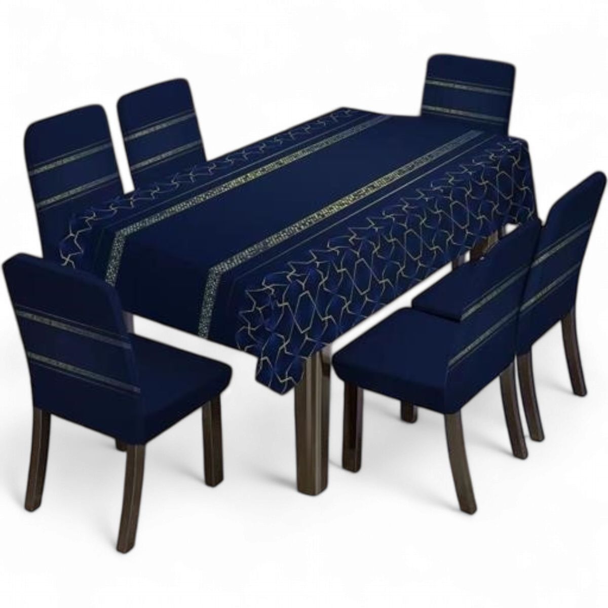 GENERICO - Pack De 6 Fundas De Sillas Elasticadas + Mantel Estampados