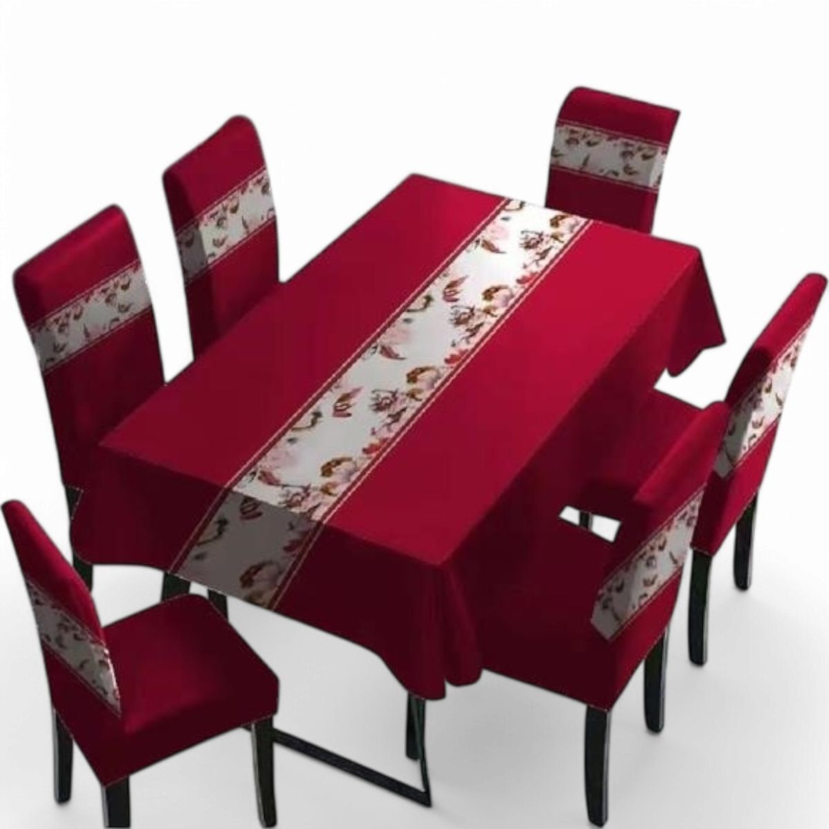 GENERICO - Pack De 6 Fundas De Sillas Elasticadas + Mantel Estampados