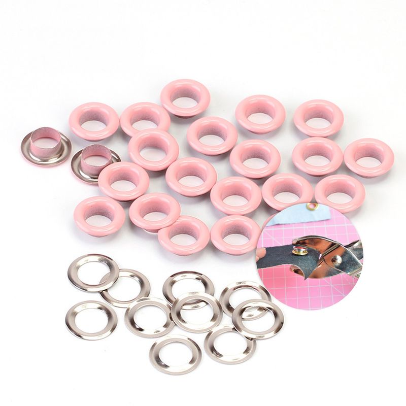 GENERICO - Ojales Arandelas Ojetillo Metalicos Broche 5mm 500 U Rosa