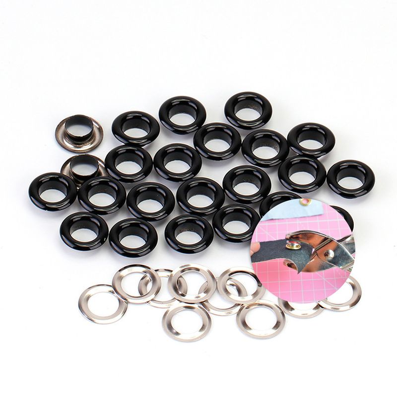 GENERICO - Ojales Arandelas Ojetillo Metalicos Broche 5mm 500 U Negro