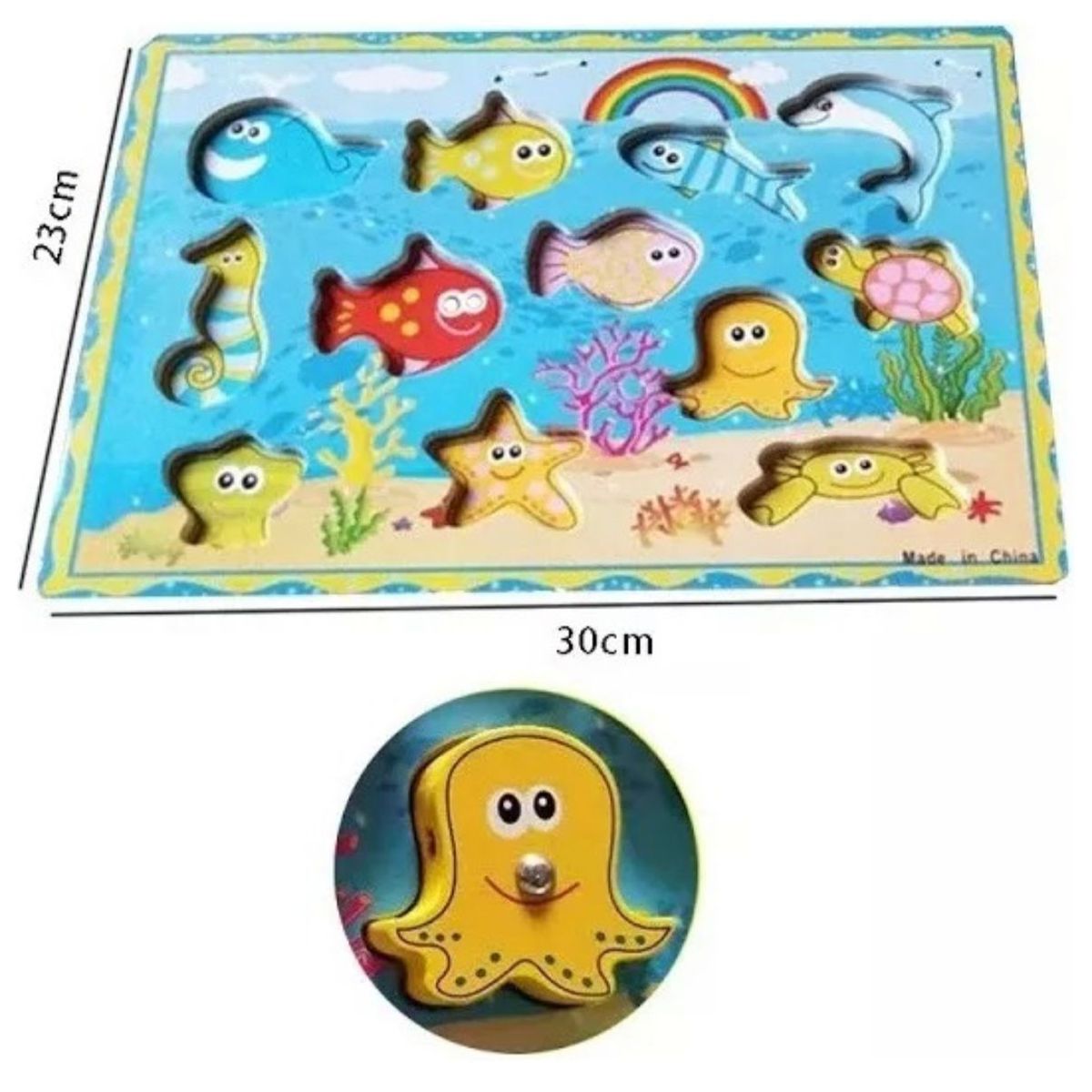 GENERICO - Juego Pesca Y Encaje Magnético Madera Puzzle Iman Didáctico