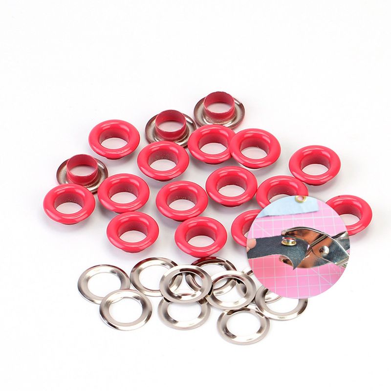 GENERICO - Ojales Arandelas Ojetillo Metalicos Broche 5mm 500 U Rojo
