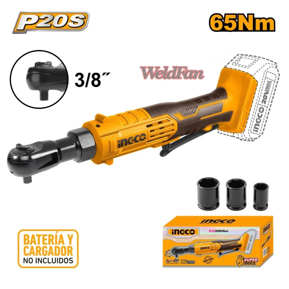 INGCO - Llave Chicharra Inalambrica  Ingco 20v65nm