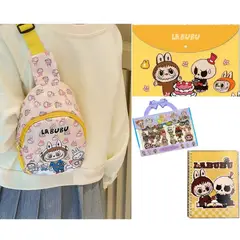 GENERICO - Set Labubu Bolso Carpeta stickers libreta Amarillo o Verd