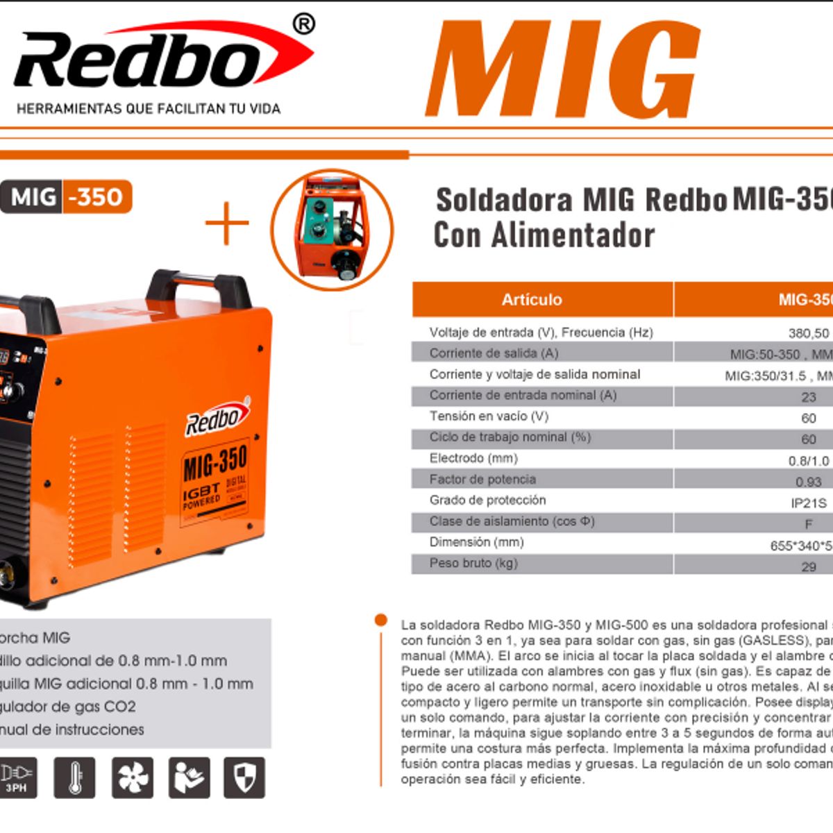 REDBO - Soldadora REDBO MIG-350