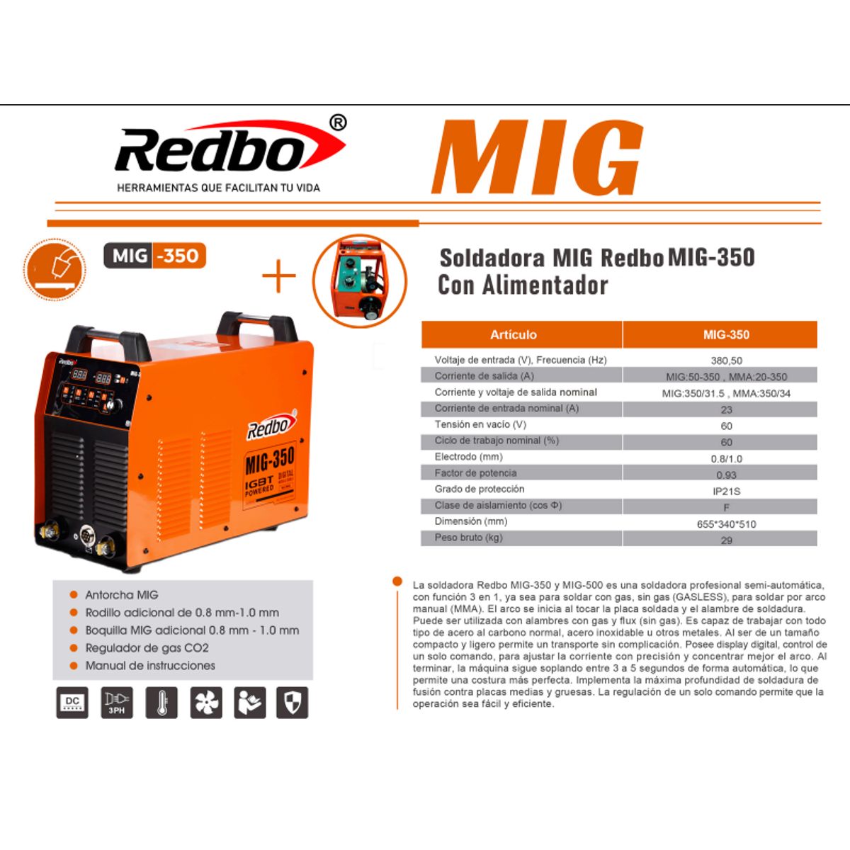 REDBO - Soldadora REDBO MIG-350