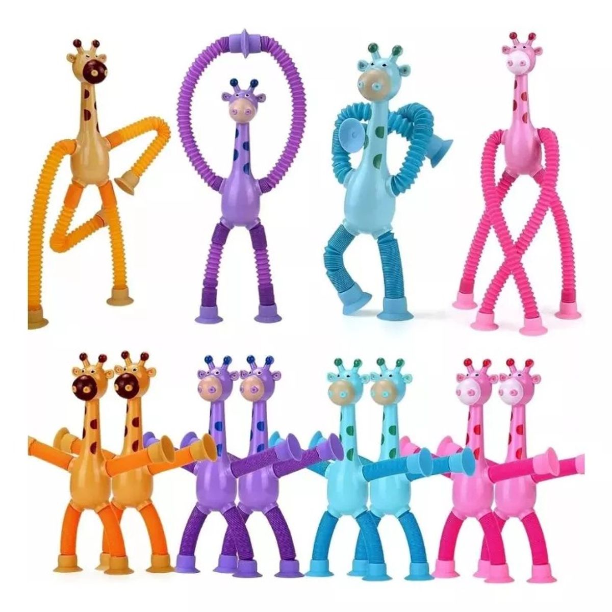 GENERICO - Set De 12 Jirafas Tubo Extensible Ventosa Juguete Sensorial