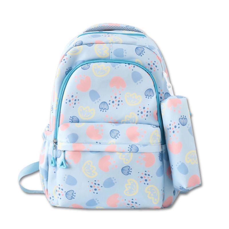 UTILISIMO - Mochila Escolar 46cm Diseño Floral Print Light Blue