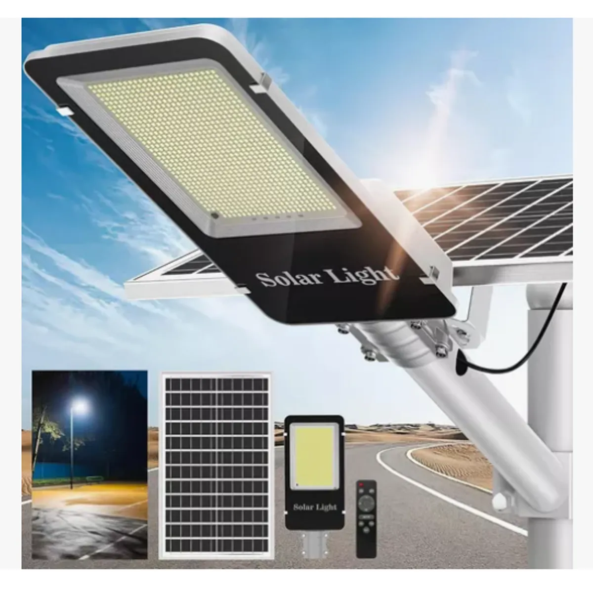 GENERICO - Lámpara Solar Led 1200w TodoEnUno Control Remoto Exterior Estructura