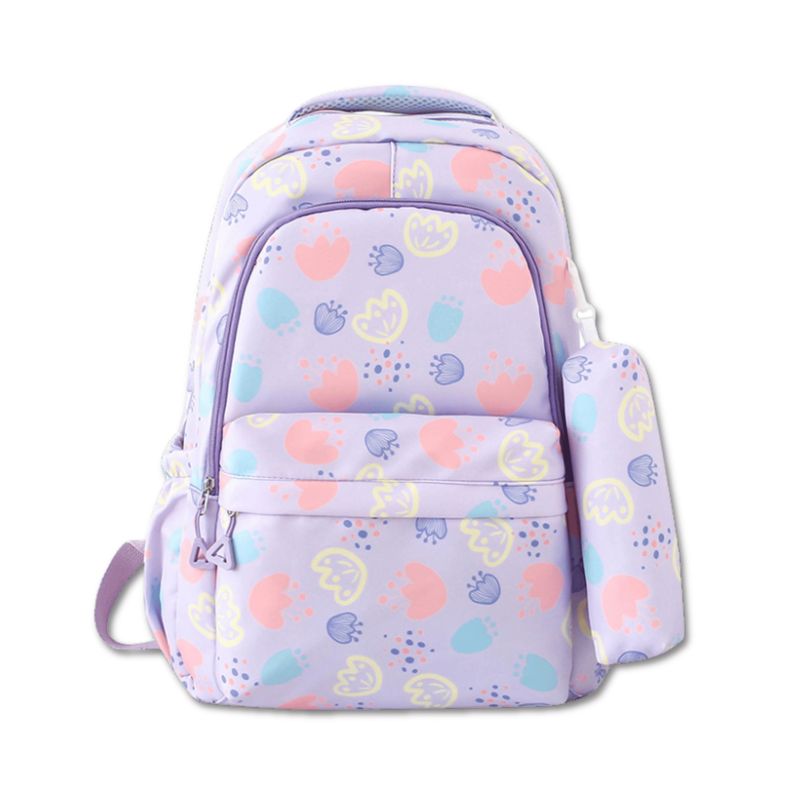 UTILISIMO - Mochila Escolar 46cm Diseño Floral Print Purple