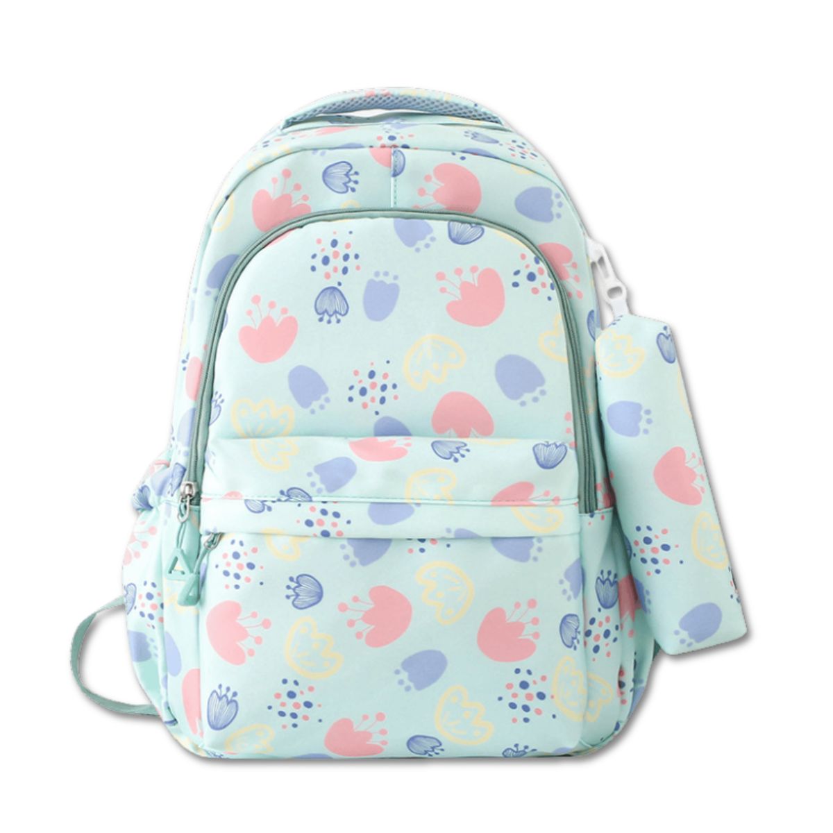 UTILISIMO - Mochila Escolar 46cm Diseño Floral Print Pink Green