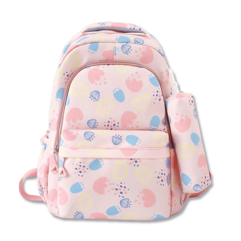 UTILISIMO - Mochila Escolar 46cm Diseño Floral Print Pink