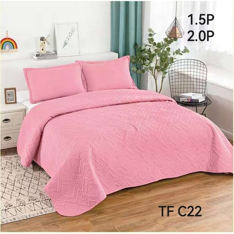GENERICO - Cobertor Quilt de Verano 2 Plazas Reversible Color Rosado