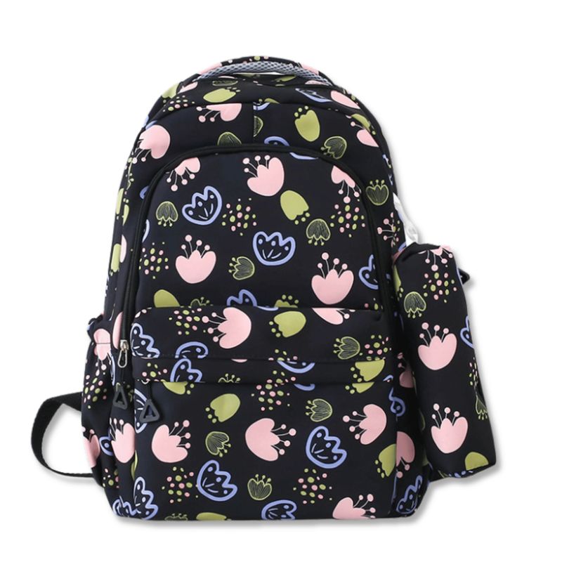 UTILISIMO - Mochila Escolar 46cm Diseño Floral Print Black