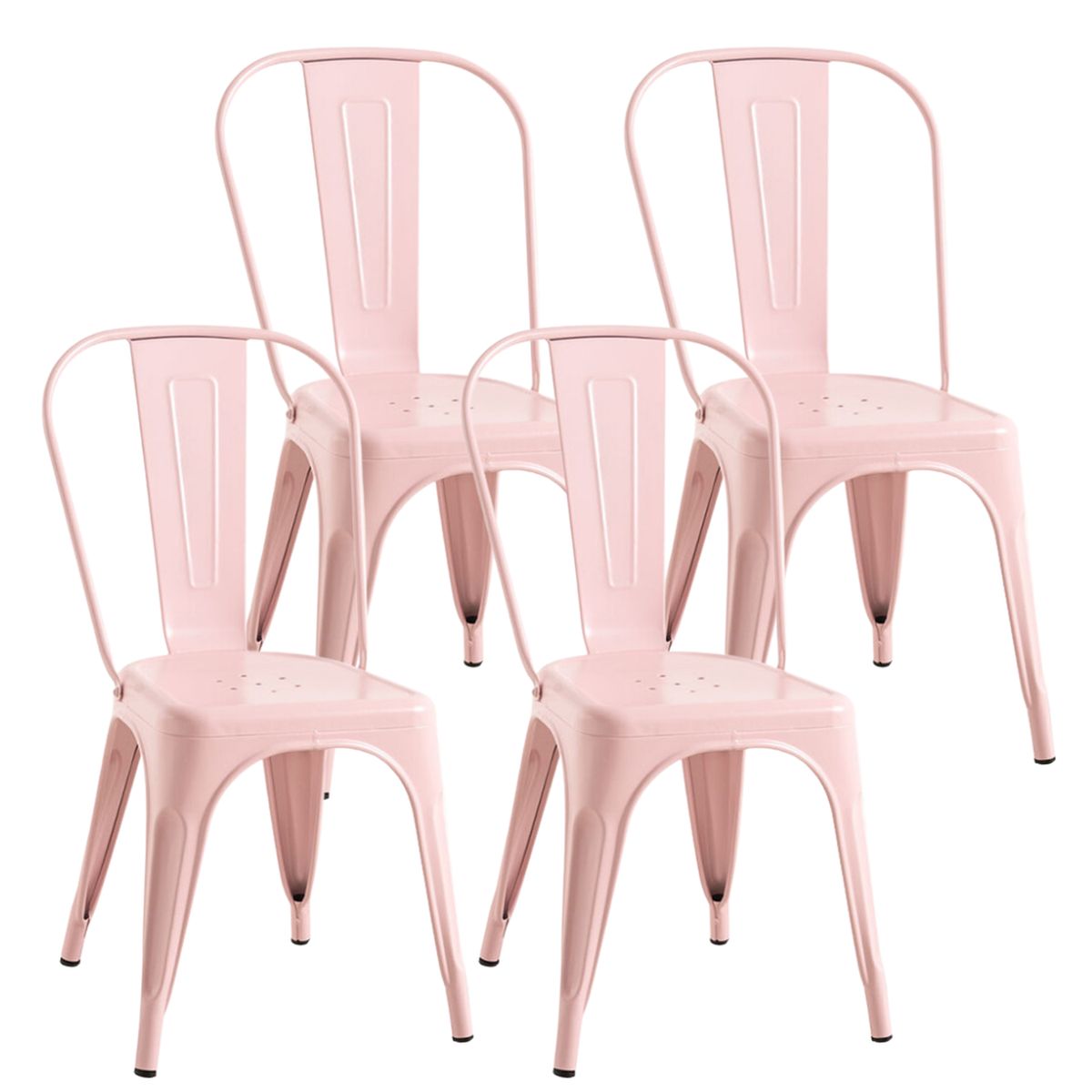 PANDALINO - Pack 4 Silla Tolix Rosada - Diseño Industrial - Exterior