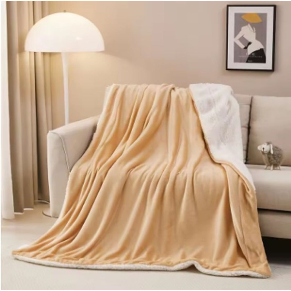 GENERICO - FRAZADA O MANTA PLUSH CON CHIPORRO COLOR BEIGE 2 PLAZAS MP