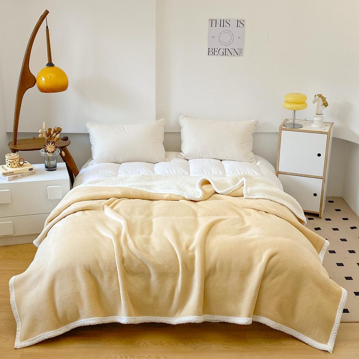 GENERICO - FRAZADA O MANTA PLUSH CON CHIPORRO COLOR BEIGE 2 PLAZAS MP