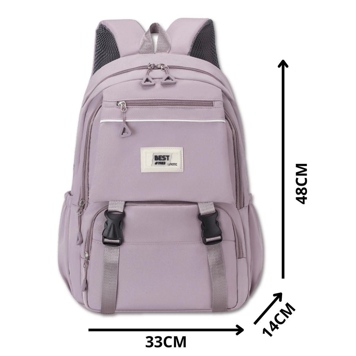 UTILISIMO - Mochila Escolar Juvenil 48cm Diseño Unicolor Light Purple