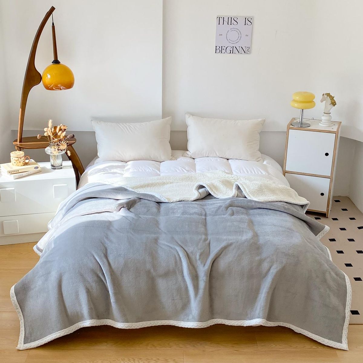 GENERICO - FRAZADA O MANTA PLUSH CON CHIPORRO COLOR GRIS 2 PLAZAS MP