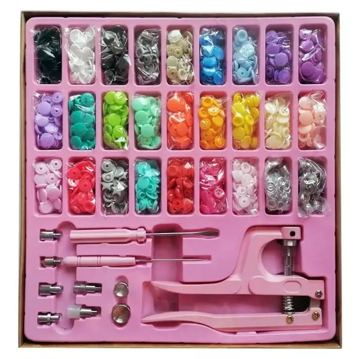 GENERICO - PINZA REMACHADORA PARA BROCHES PLASTICOS SNAP + 270 BROCHES