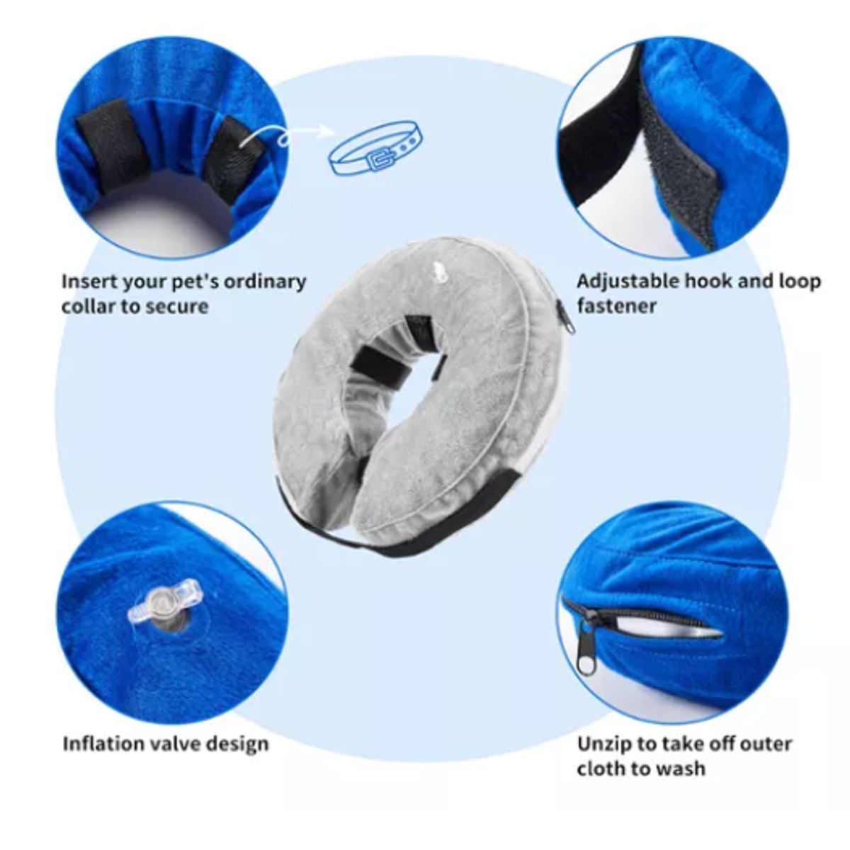 GENERICO - Collar Inflable Isabelino Anti Mordida Perros Gatos