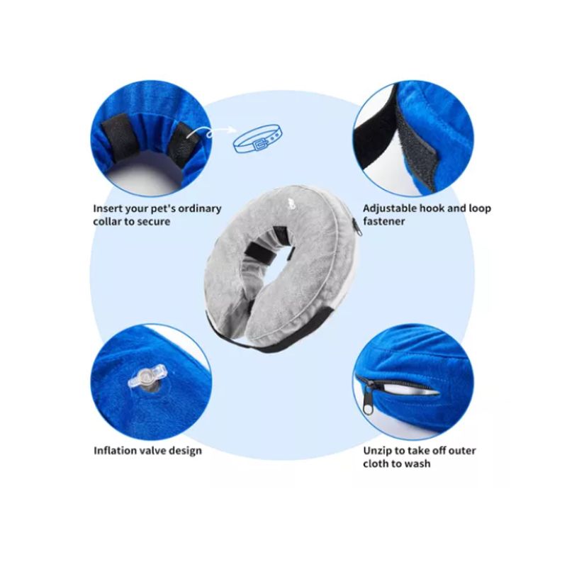 GENERICO - Collar Inflable Isabelino Anti Mordida Perros Gatos