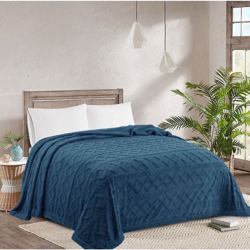 GENERICO - Frazada con Sherpa 2 p Medida 200x230 cm, Azul (Sin Fundas)
