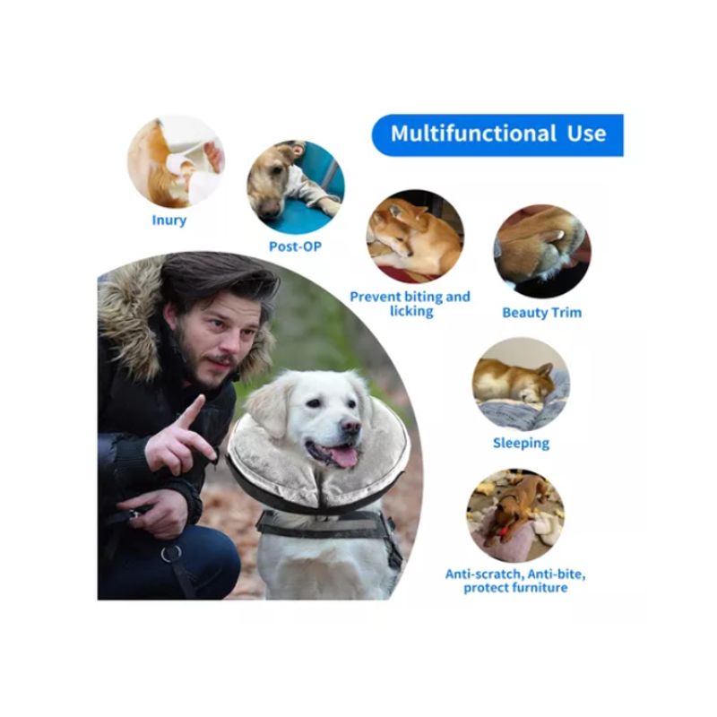 GENERICO - Collar Inflable Isabelino Anti Mordida Perros Gatos