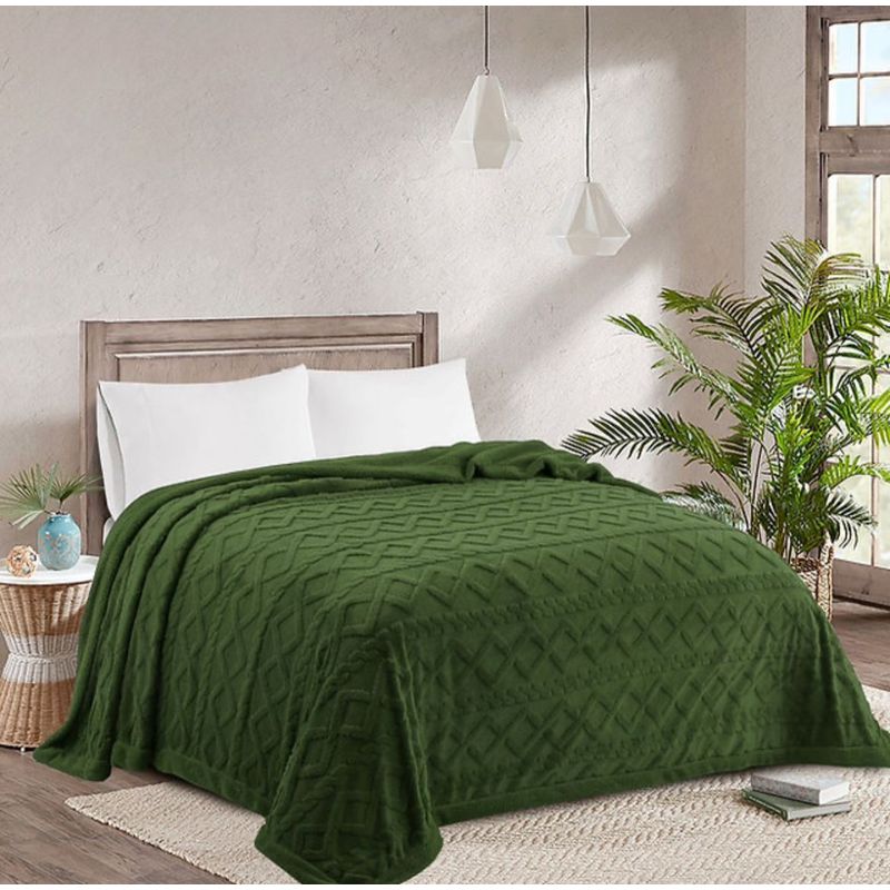 GENERICO - Frazada con Sherpa 2 p Medida 200x230 cm, Verde (Sin Fundas)