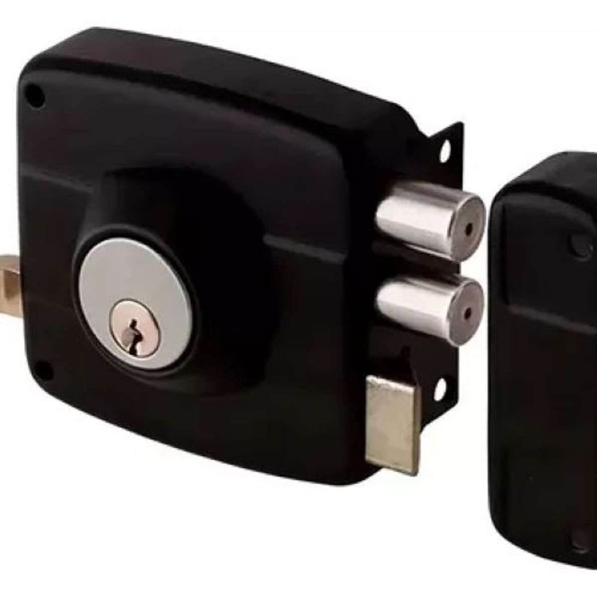 GENERICO - Chapa Cerradura Doble Cerrojo Con Cilindro Para Sobreponer Color Negro