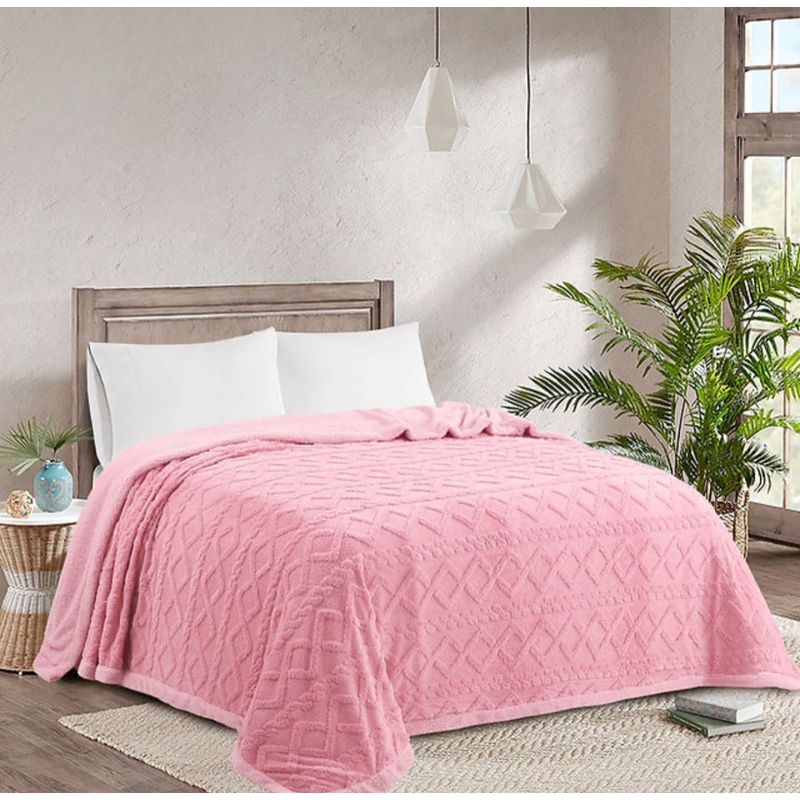 GENERICO - Frazada con Sherpa King Medida 230x250 cm Rosado Sin Fundas