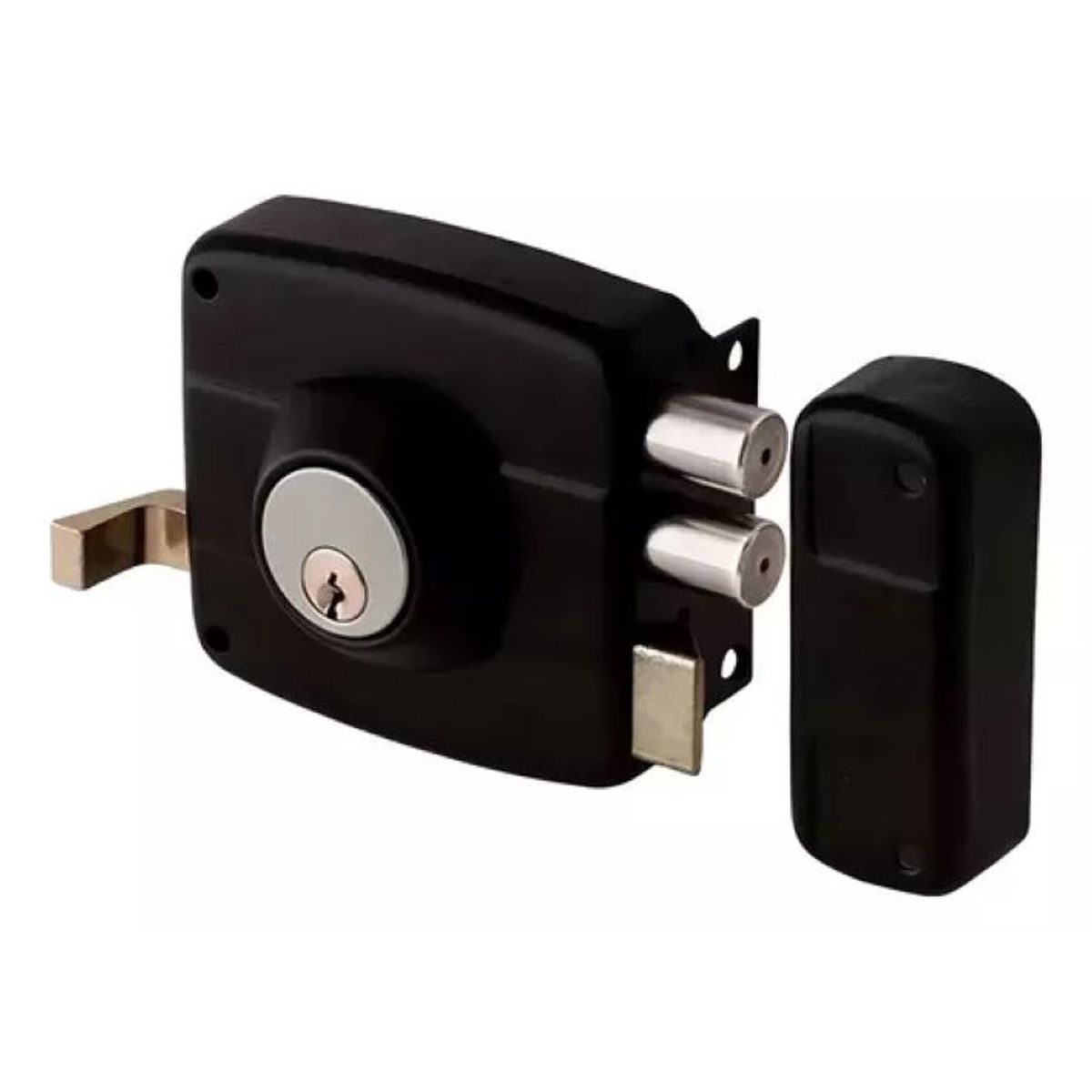 GENERICO - Chapa Cerradura Doble Cerrojo Con Cilindro Para Sobreponer