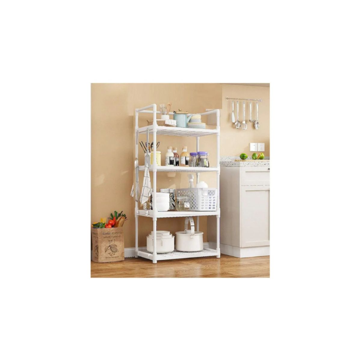 GENERICO - Estante de cocina organizador 4 niveles multiuso hogar blanco