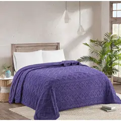 GENERICO - Frazada con Sherpa King Medida 230x250 cm Lila Sin Fundas