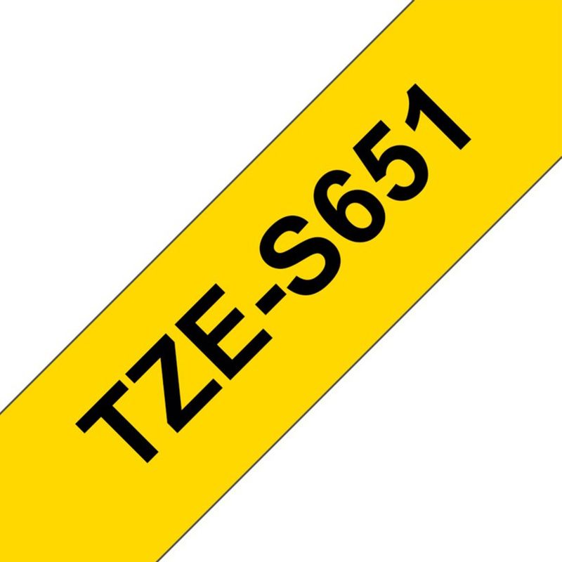 BROTHER - Cinta Brother TZe-S651 adhesiva 24mm x 8m negro sobre amarillo