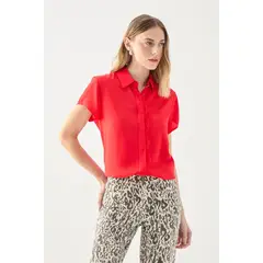 ASH - Blusa Moda Lisa Rojo