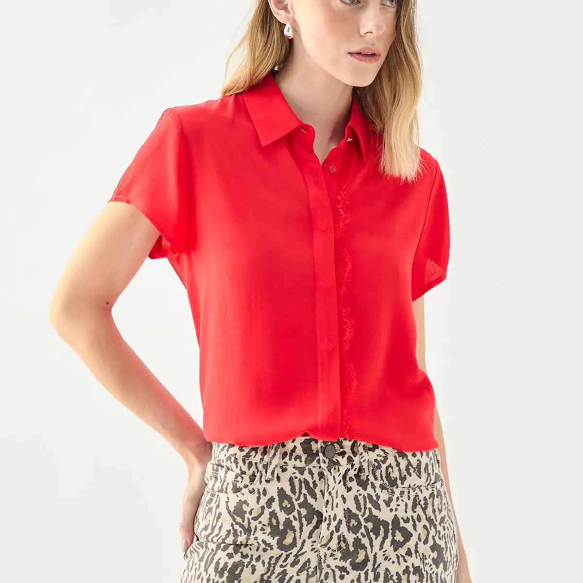 ASH - Blusa Manga Corta Rojo Mujer Ash