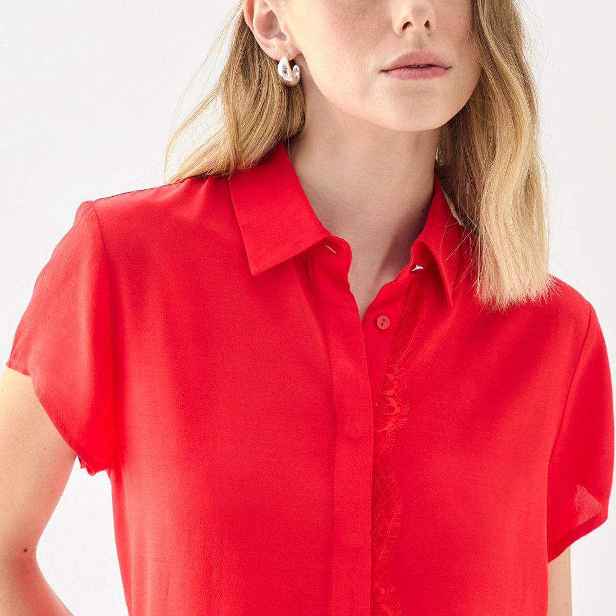 ASH - Blusa Manga Corta Rojo Mujer Ash