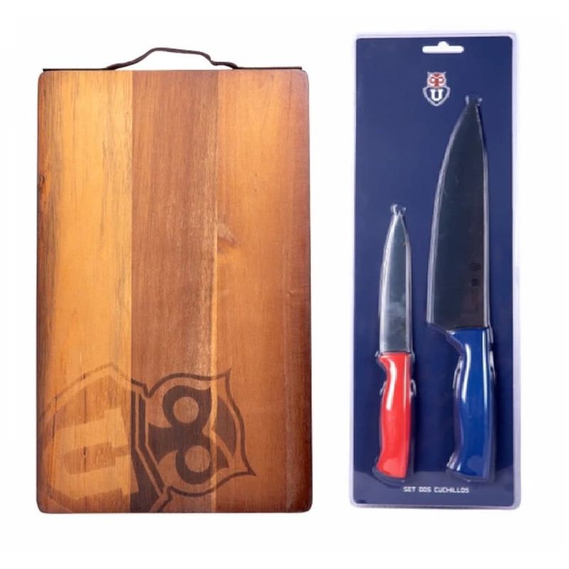 TITANIO - Pack Set Parrillero 2 Piezas Cuchillos Tabla U de Chile