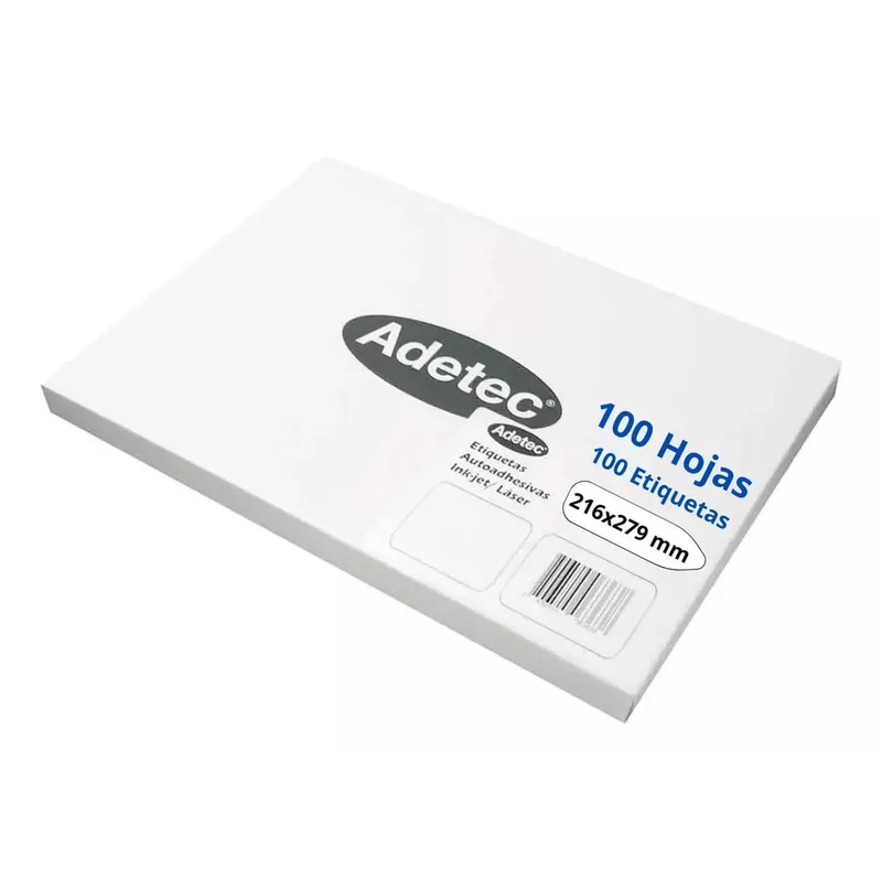 ADETEC - Papel Para Etiqueta Autoadhesiva Carta X 100 h Inkjet/láser