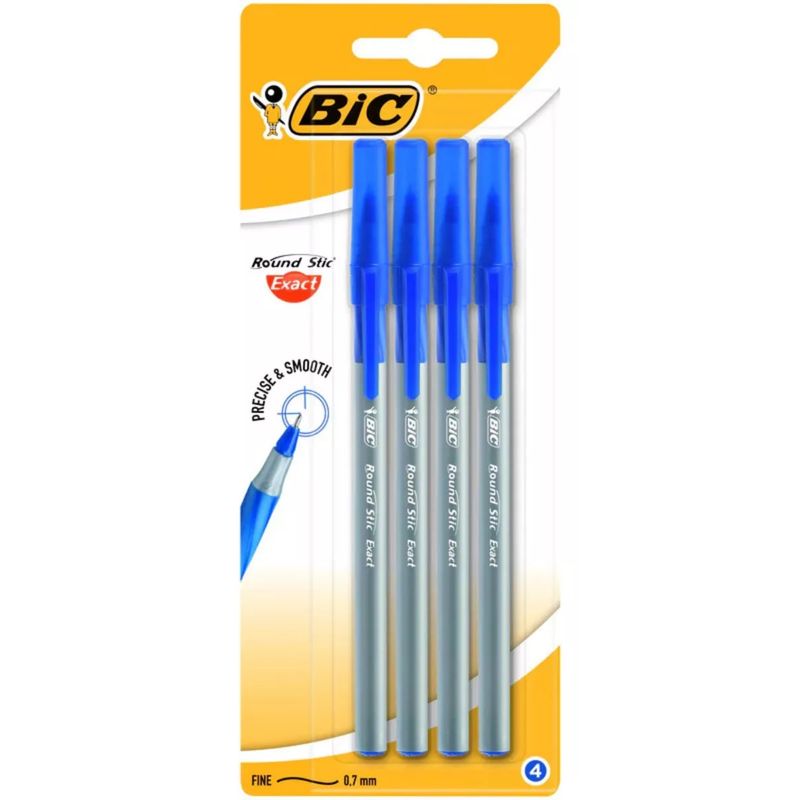 GENERICO - Lápiz Pasta BIC Round Stic Pack 4 Bolígrafos Azules