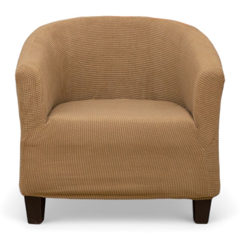 GENERICO - Funda De Poltrona Elasticada Cuadrille Texturizada Color Cafe Claro