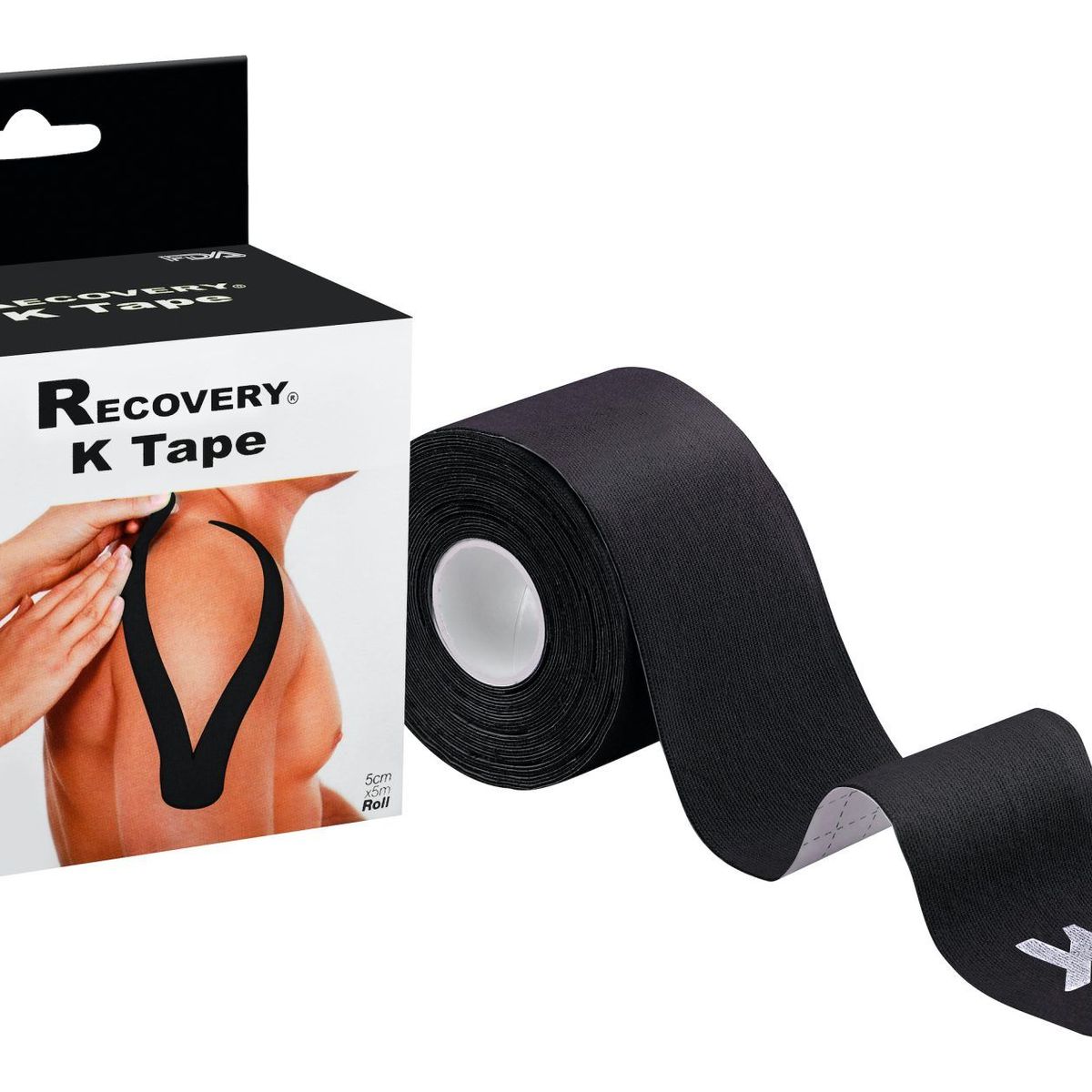 RECOVERY - CINTAS TAPE KINESIOLOGICA  PRECORTADA  NEGRO 5CM X 5MT RECOVERY