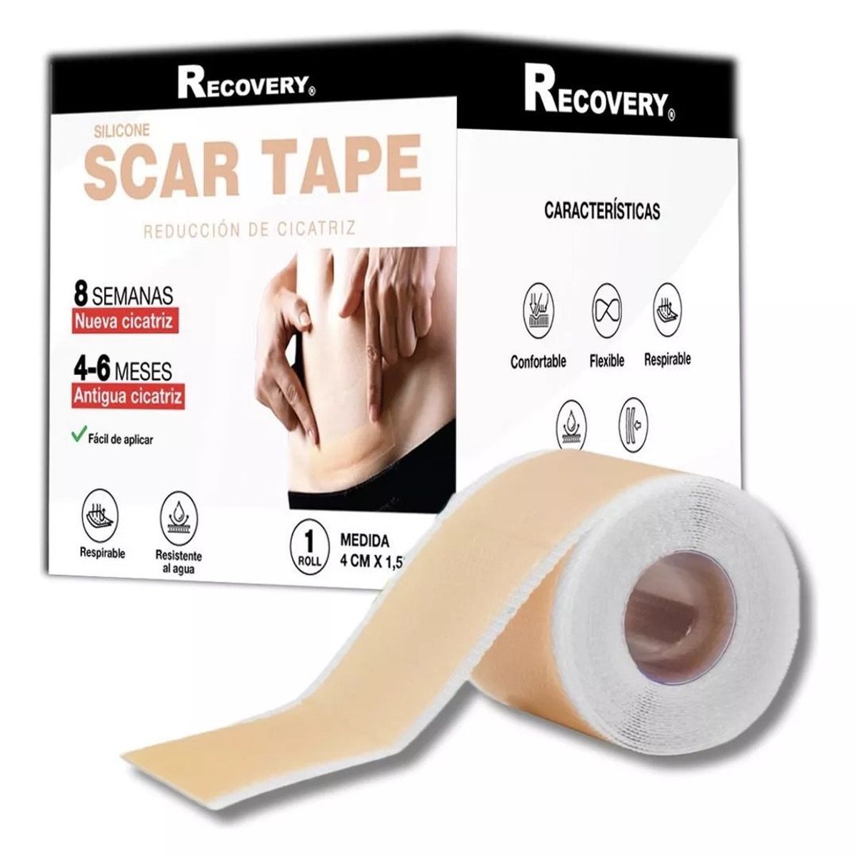 RECOVERY - Parche Silicona Cesarea Queloide Cicatriz Recovery  Scar Tape 4cmx15mt Color Beige