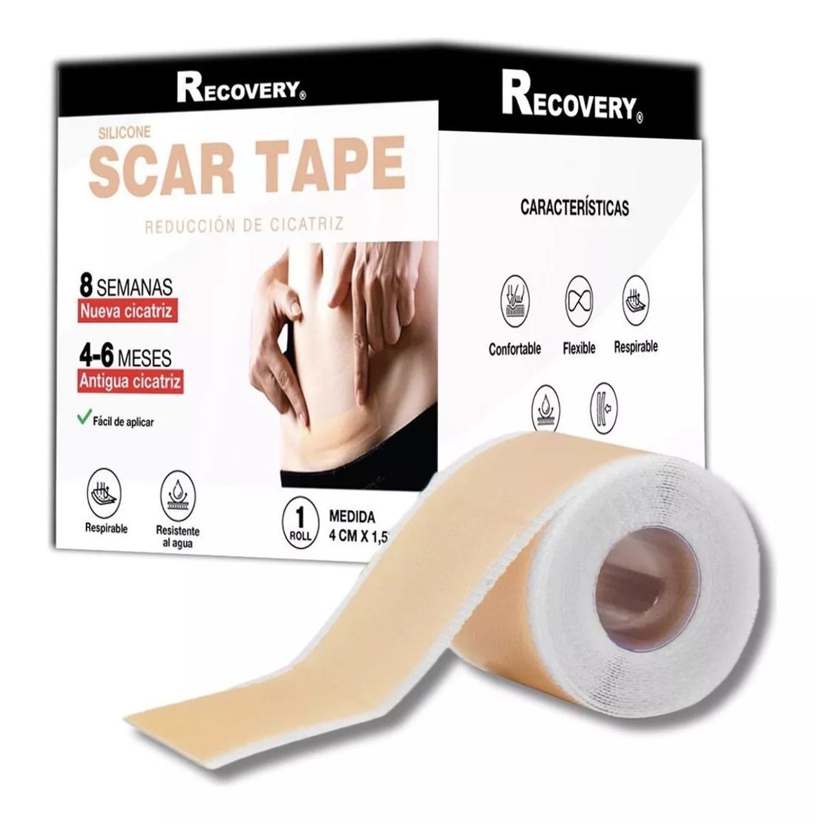 RECOVERY - Parche Silicona Cesarea Queloide Cicatriz Recovery  Scar Tape 4cmx15mt Color Beige