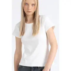 LIOLA - Polera Basica Algodón Ribb, Crudo