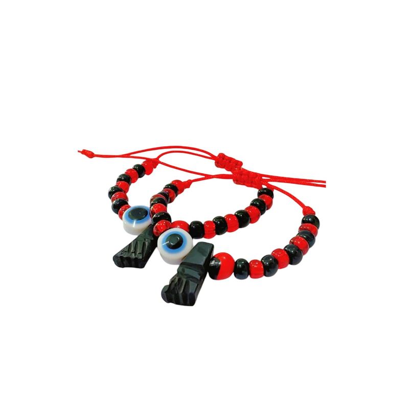 GENERICO - pulsera con azabache legitimo ojo turco y peonia para bebes