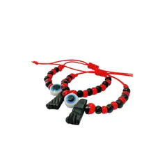 GENERICO - Pulsera con azabache legitimo ojo turco y peonia para bebes