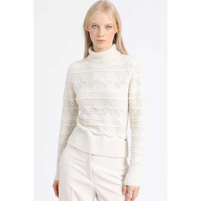 LIOLA - Sweater Tejido Punto Con Hilo Metalizado Crudo Liola