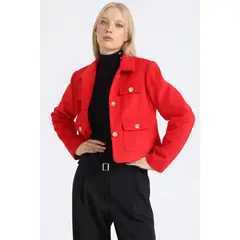 LIOLA - Chaqueta Crop Muflon Melange Rojo